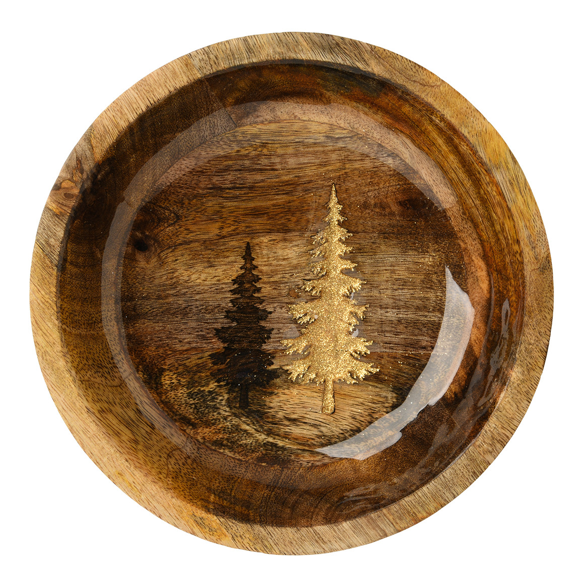 Kleine Holzschale mit Glitzer-Motiv