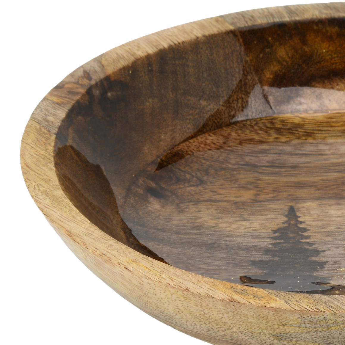 Kleine Holzschale mit Glitzer-Motiv