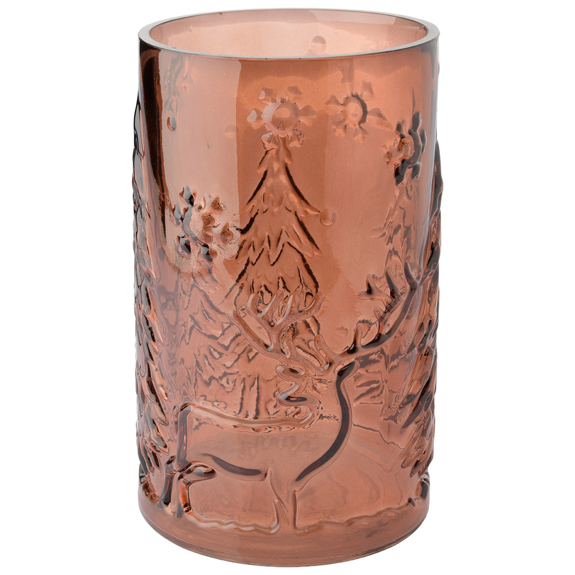 Hohes Windlicht in winterlichem Design
