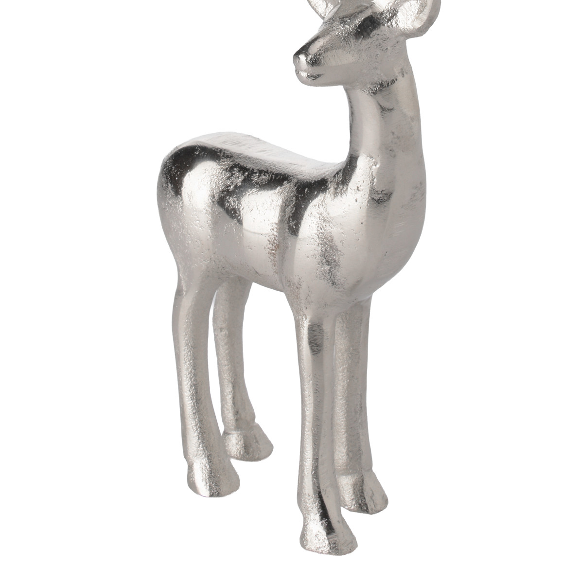 Kleines Deko-Rentier aus Metall in silber