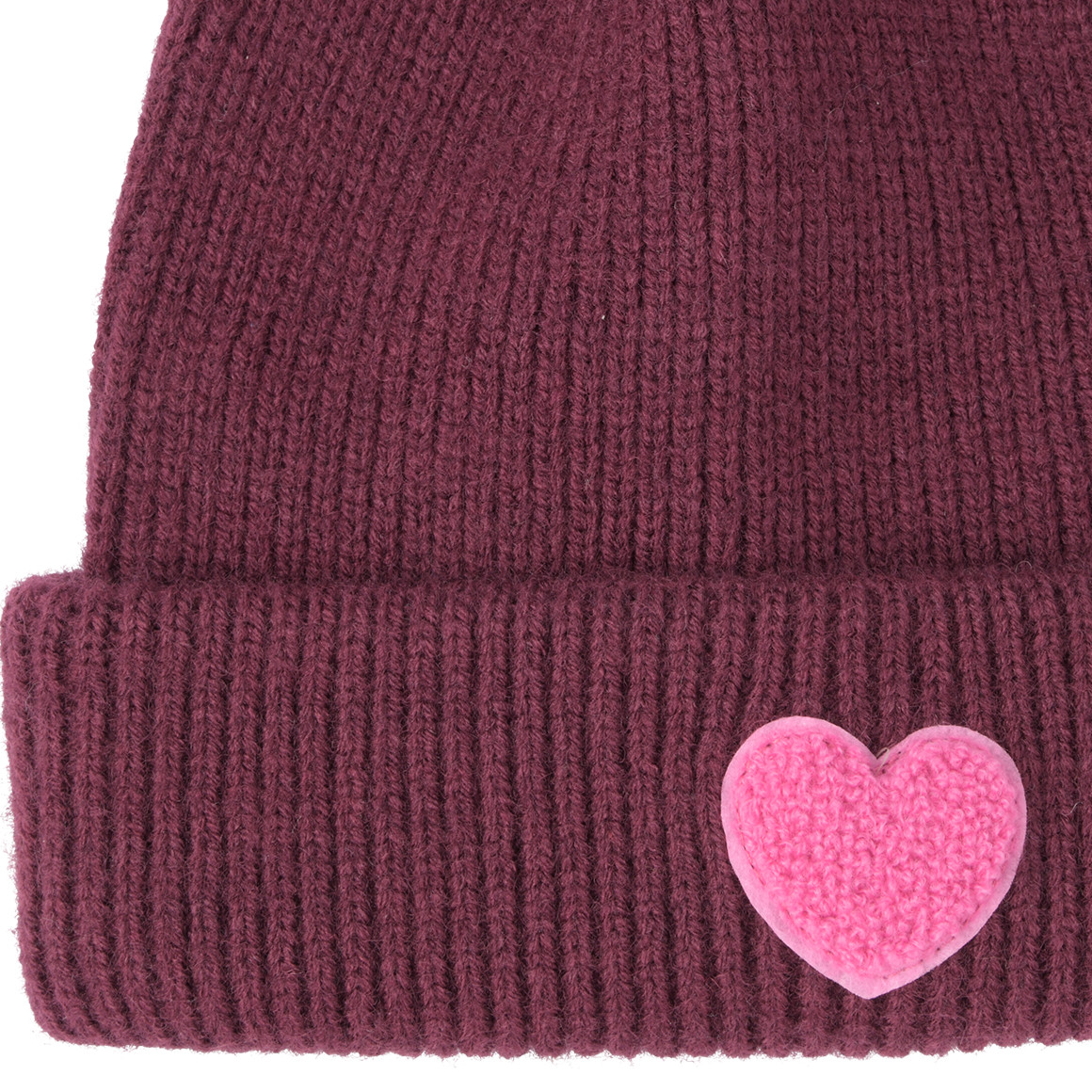 Damen Strickmütze mit Herz-Applikation