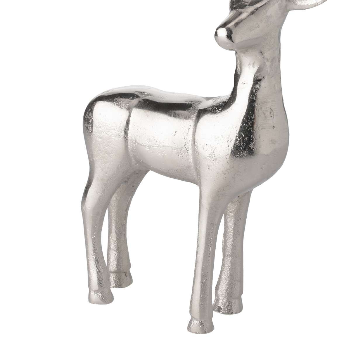 Großes Deko-Rentier aus Metall in silber