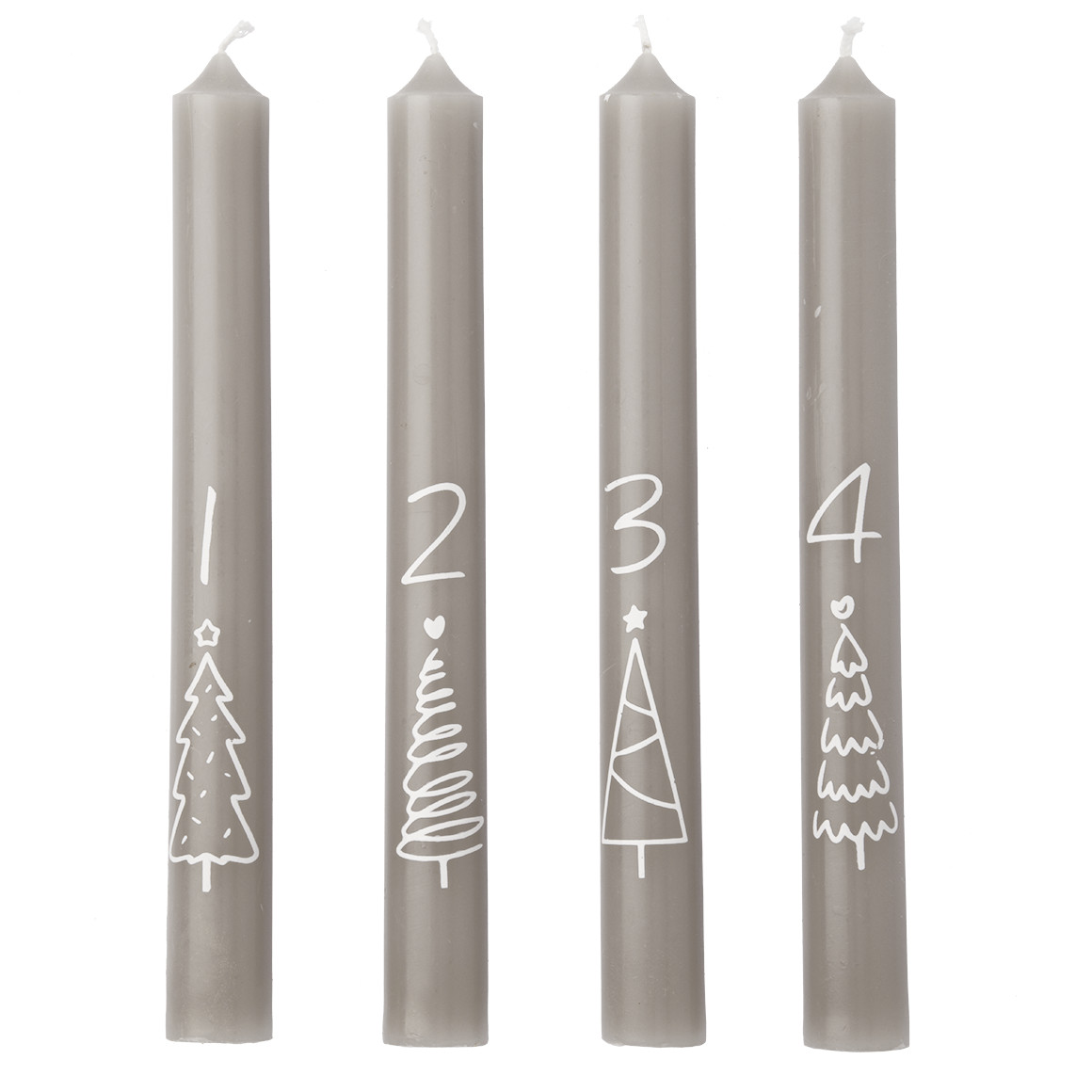 4 Stabkerzen im weihnachtlichen Design