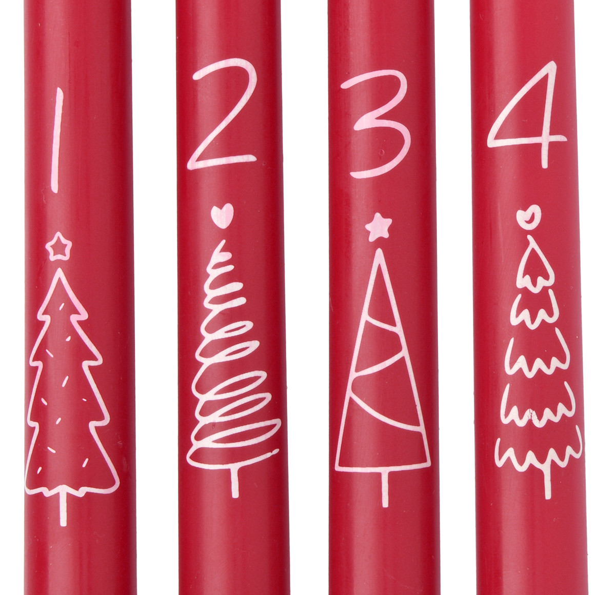 4 Stabkerzen im weihnachtlichen Design