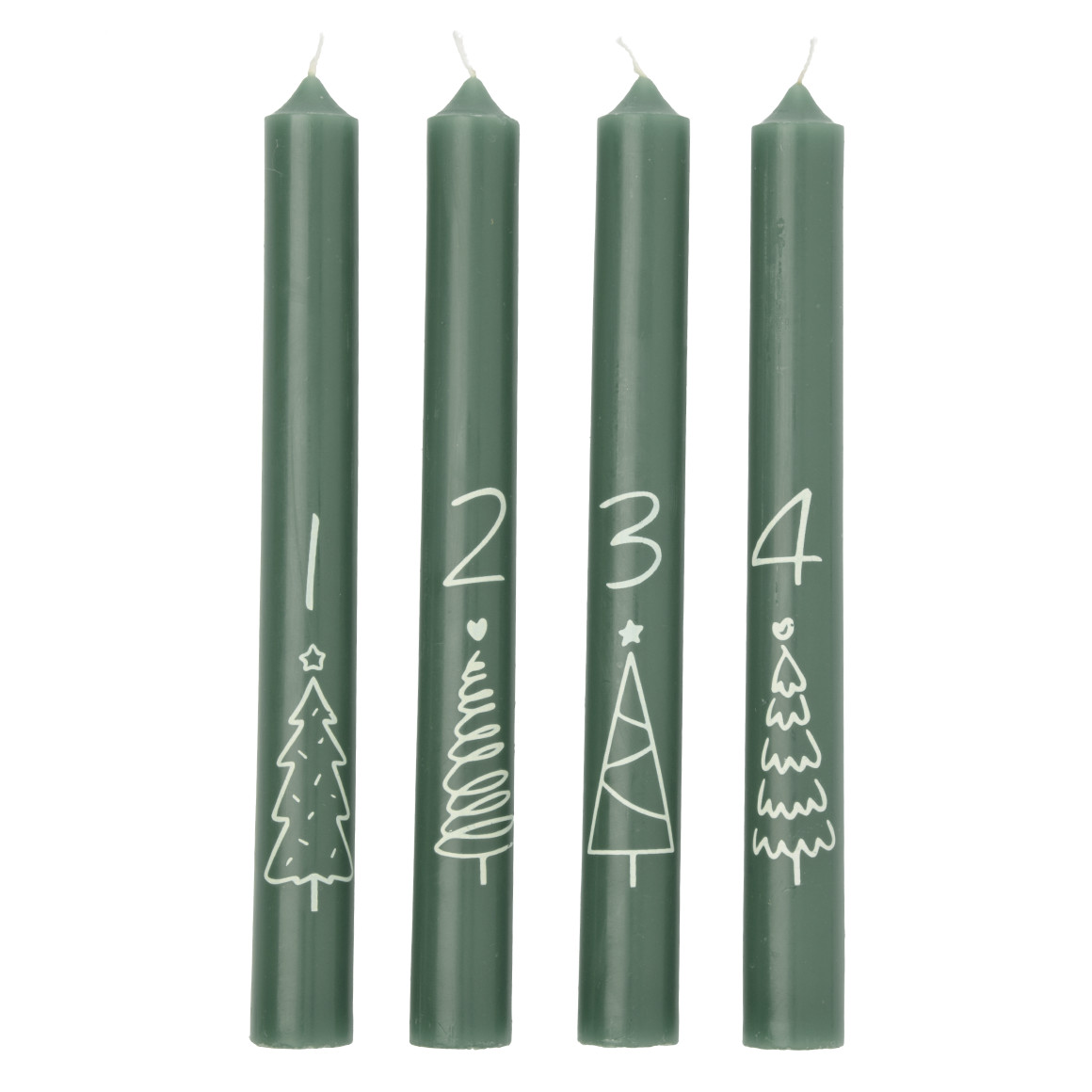 4 Stabkerzen im weihnachtlichen Design