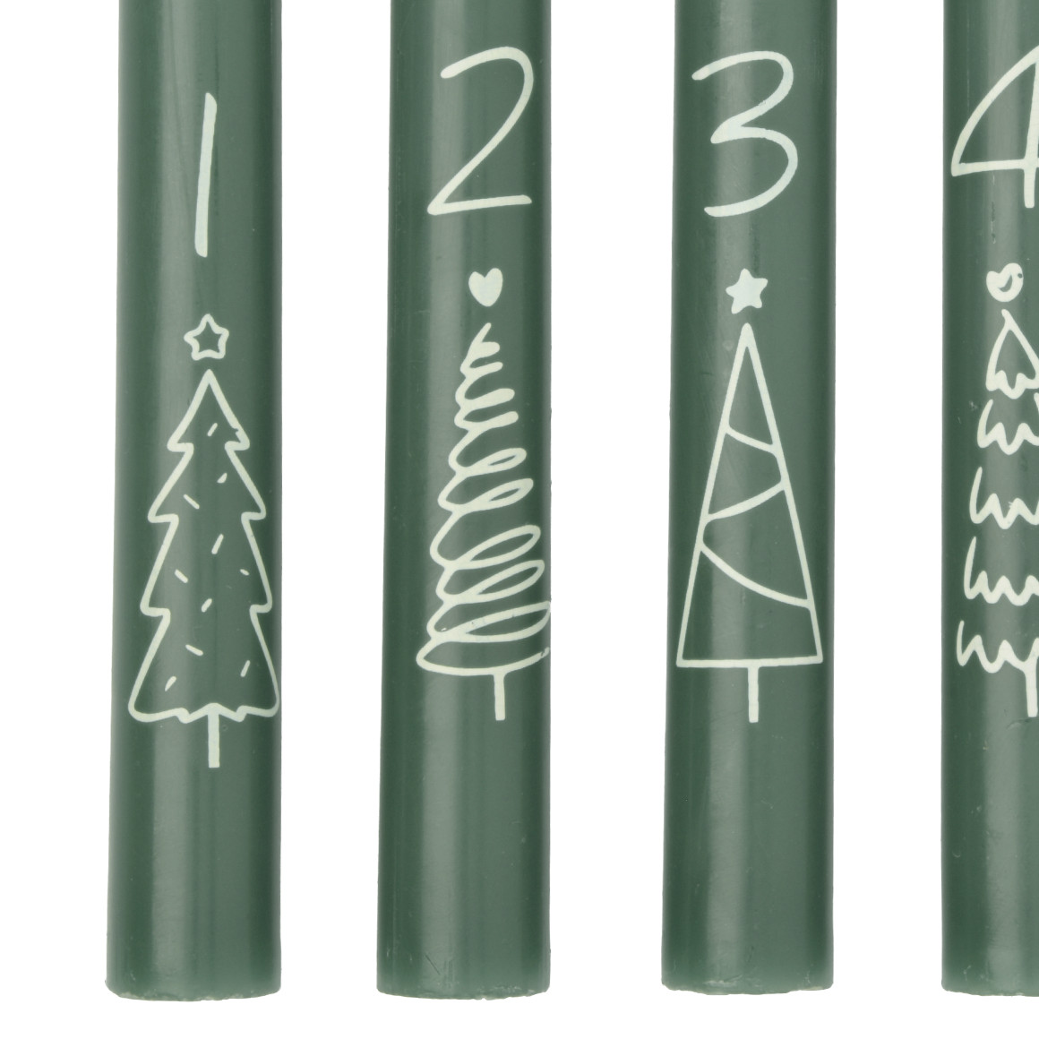 4 Stabkerzen im weihnachtlichen Design