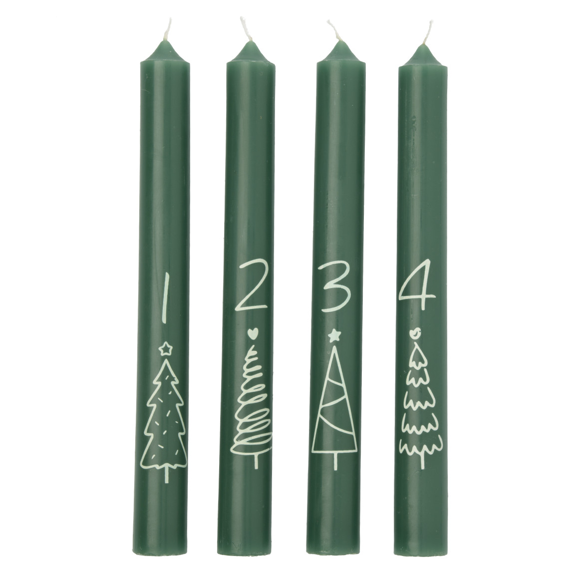 4 Stabkerzen im weihnachtlichen Design