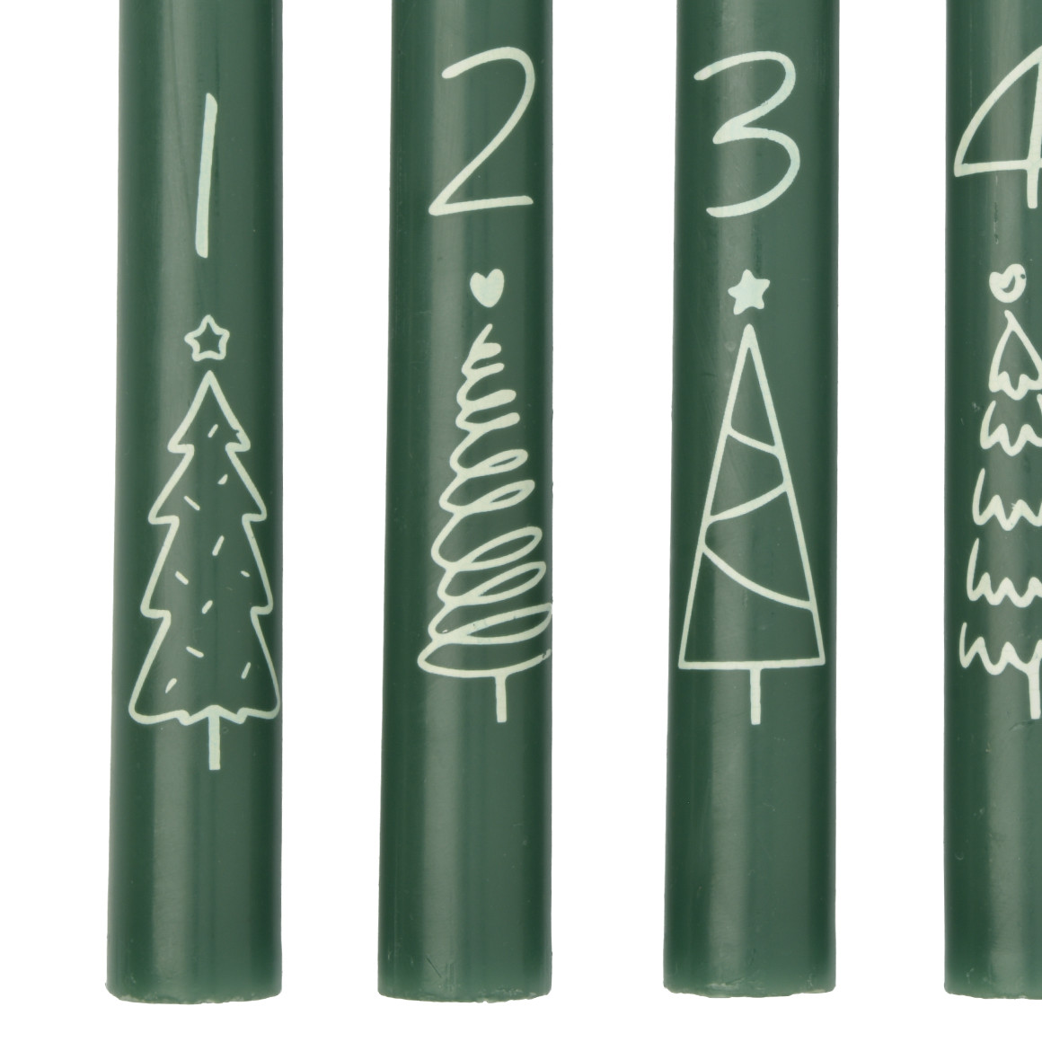 4 Stabkerzen im weihnachtlichen Design