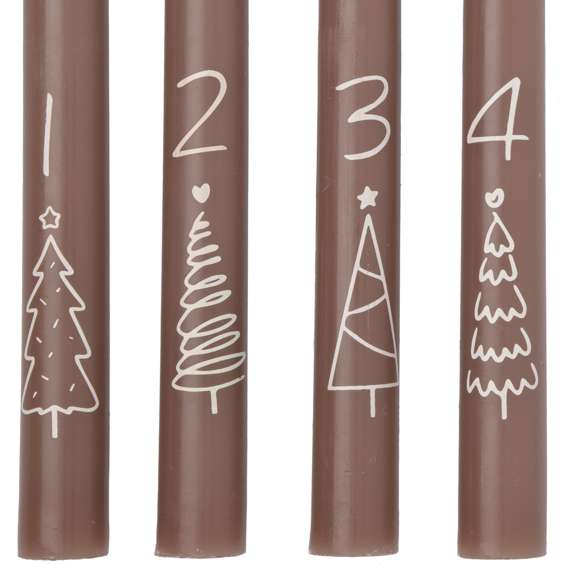 4 Stabkerzen im weihnachtlichen Design