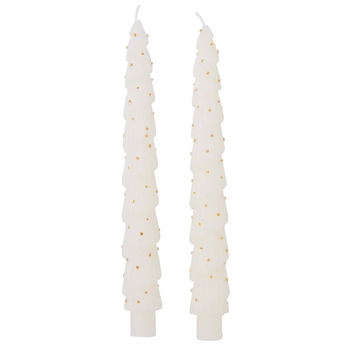 2 Tannenbaum-Stabkerzen mit Glitzer
