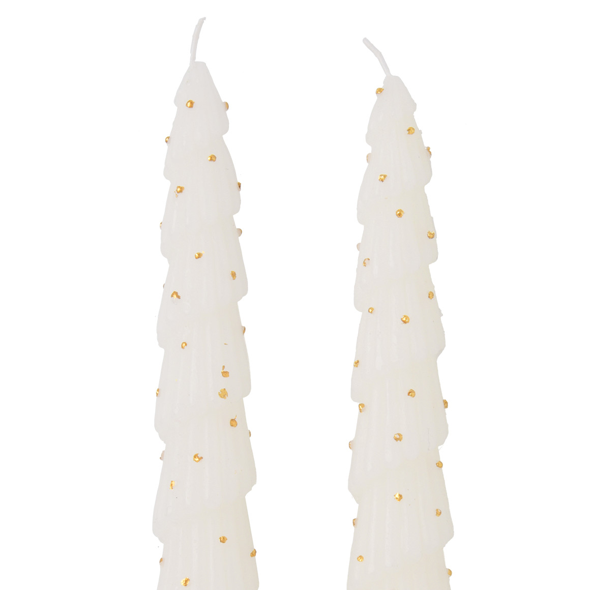 2 Tannenbaum-Stabkerzen mit Glitzer