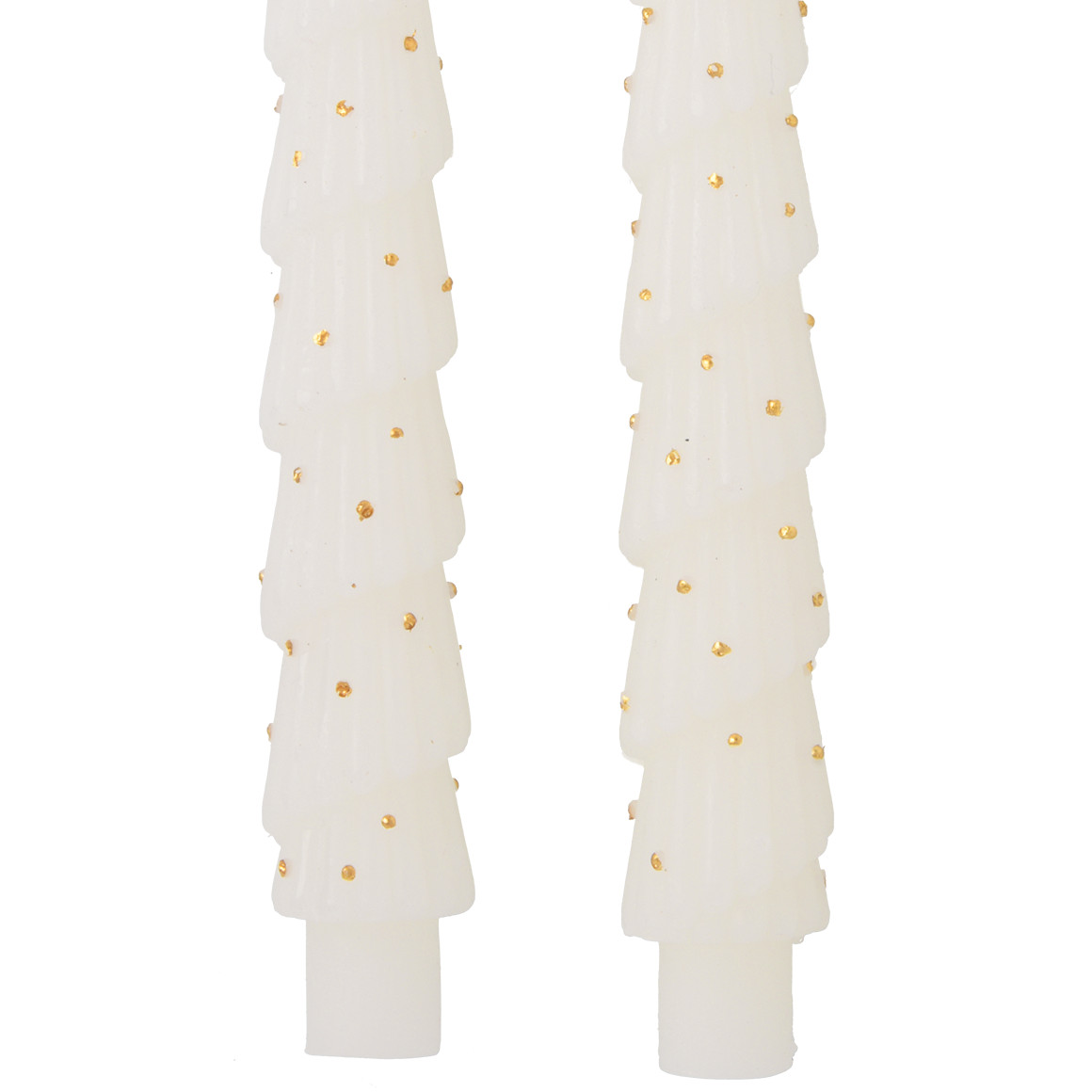 2 Tannenbaum-Stabkerzen mit Glitzer