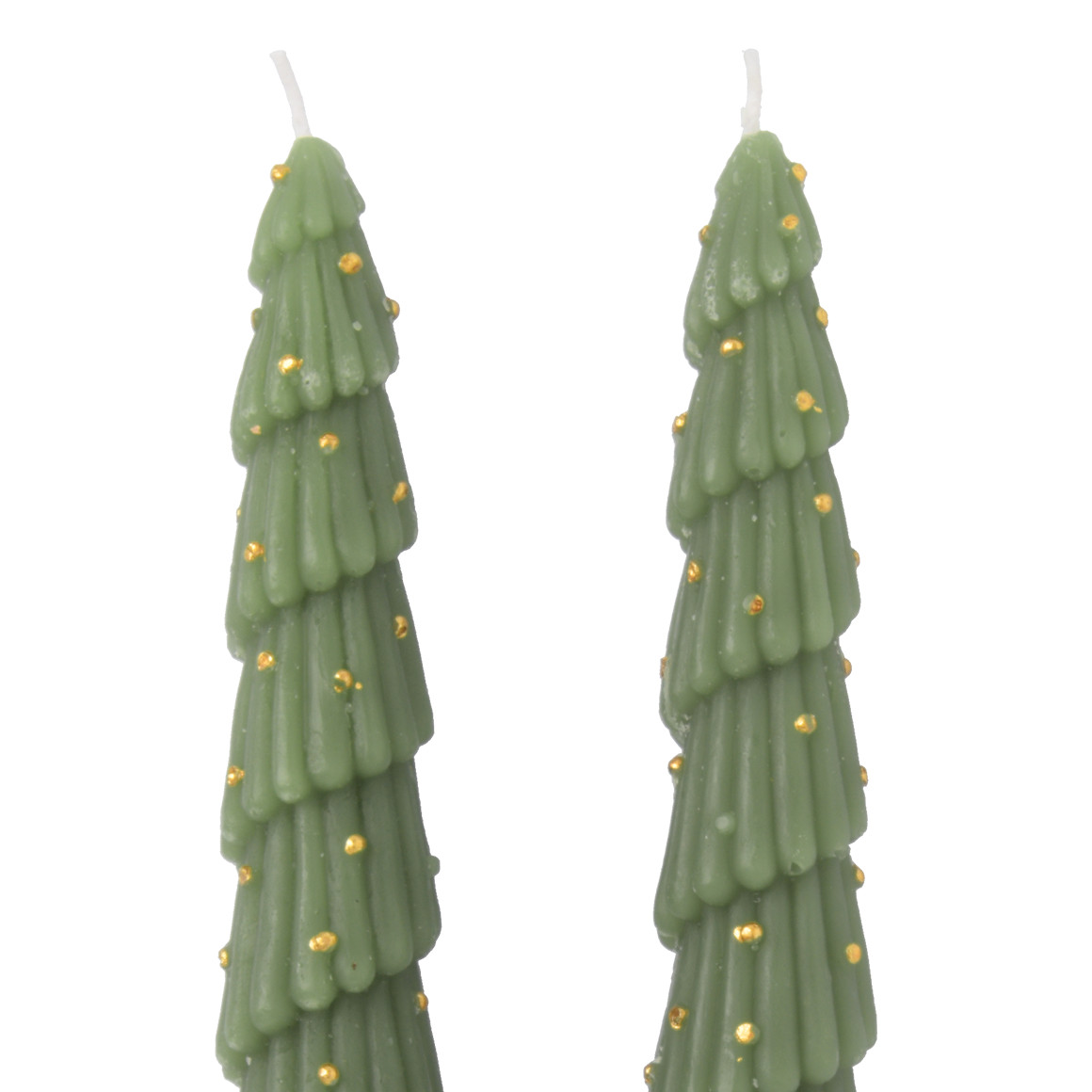 2 Tannenbaum-Stabkerzen mit Glitzer