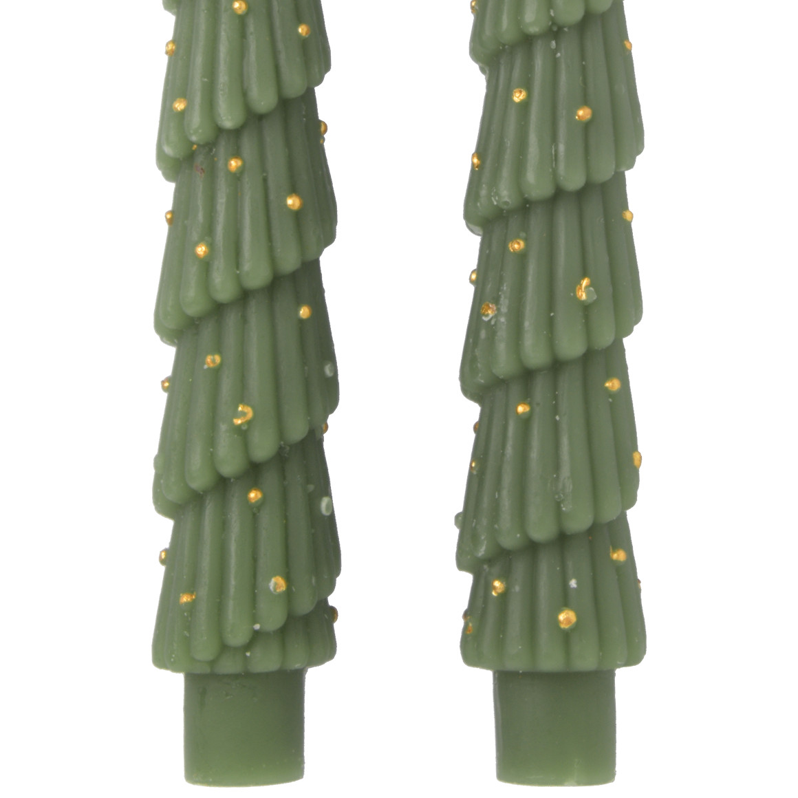 2 Tannenbaum-Stabkerzen mit Glitzer