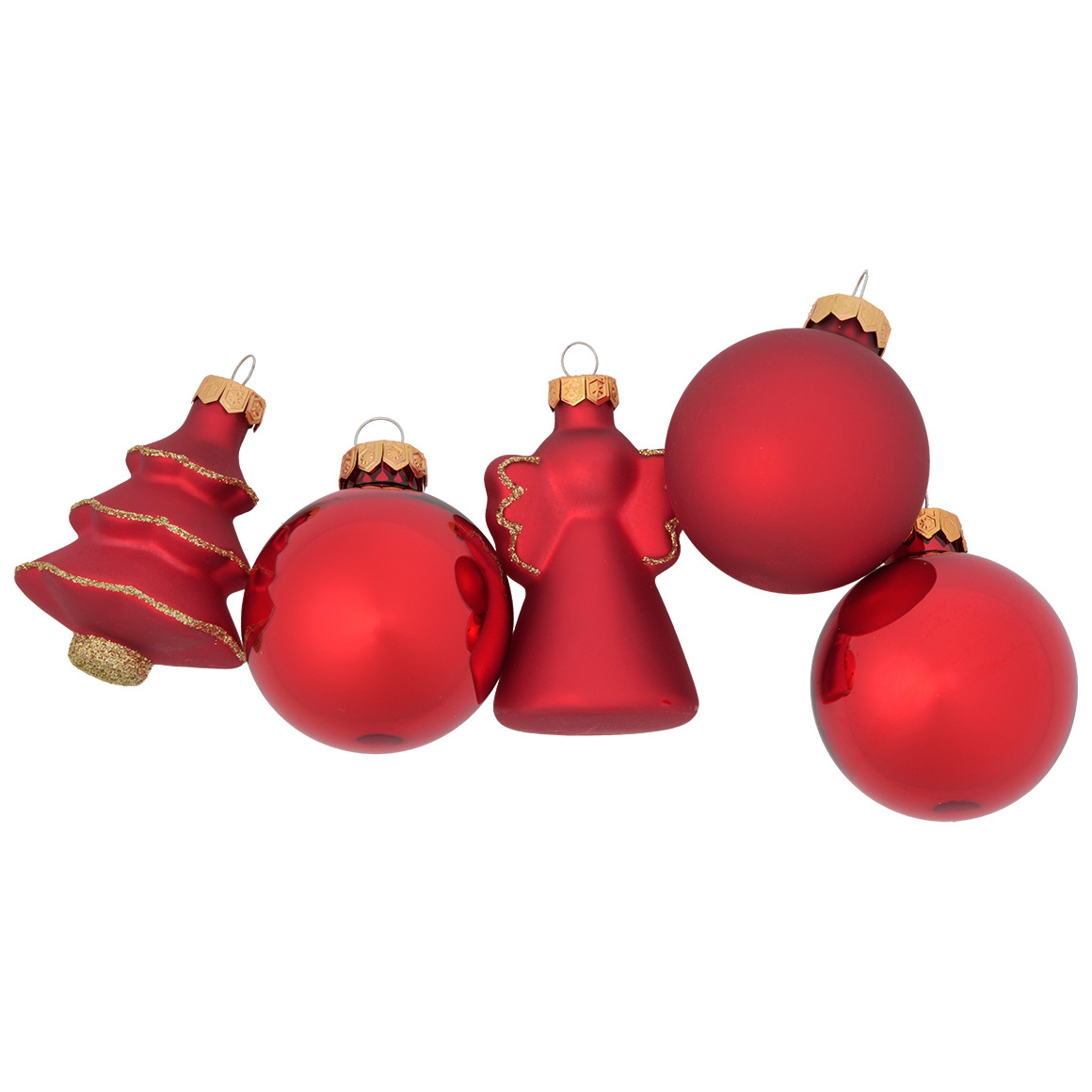 5 Weihnachtskugeln in verschiedenen Formen