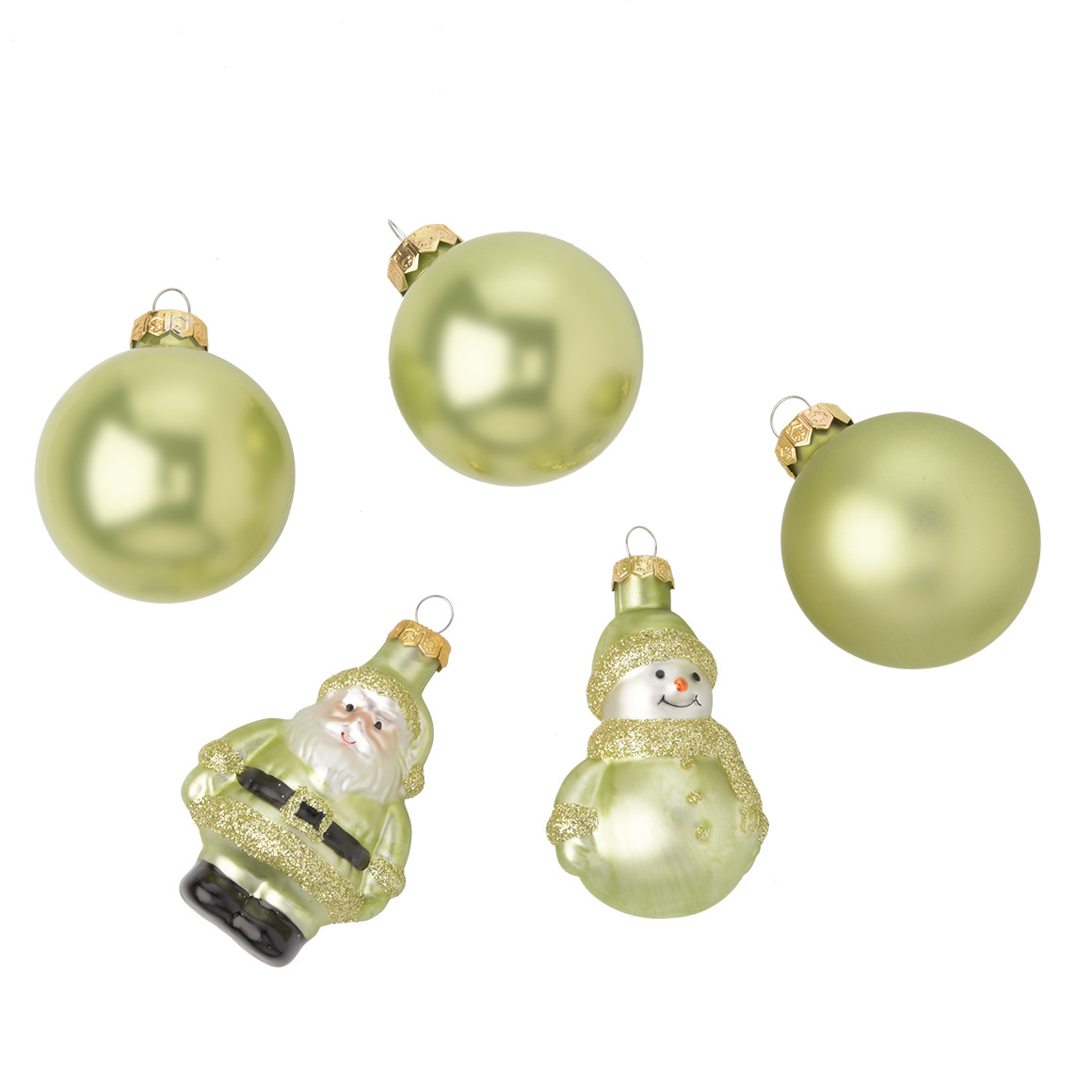 5 Weihnachtskugeln in verschiedenen Formen