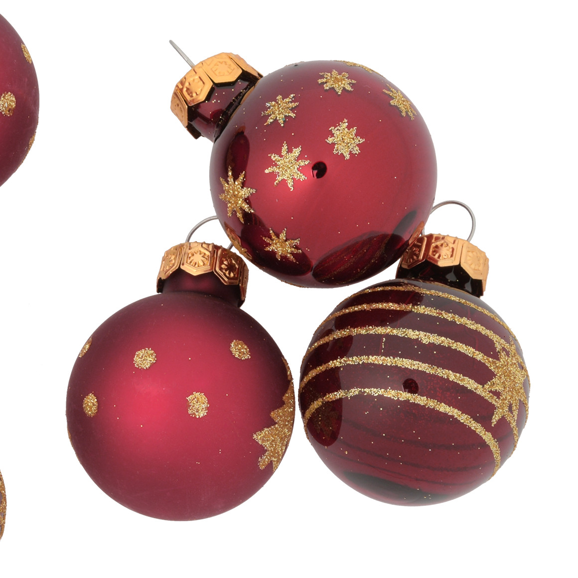 9 kleine Weihnachtskugeln mit Glitzer