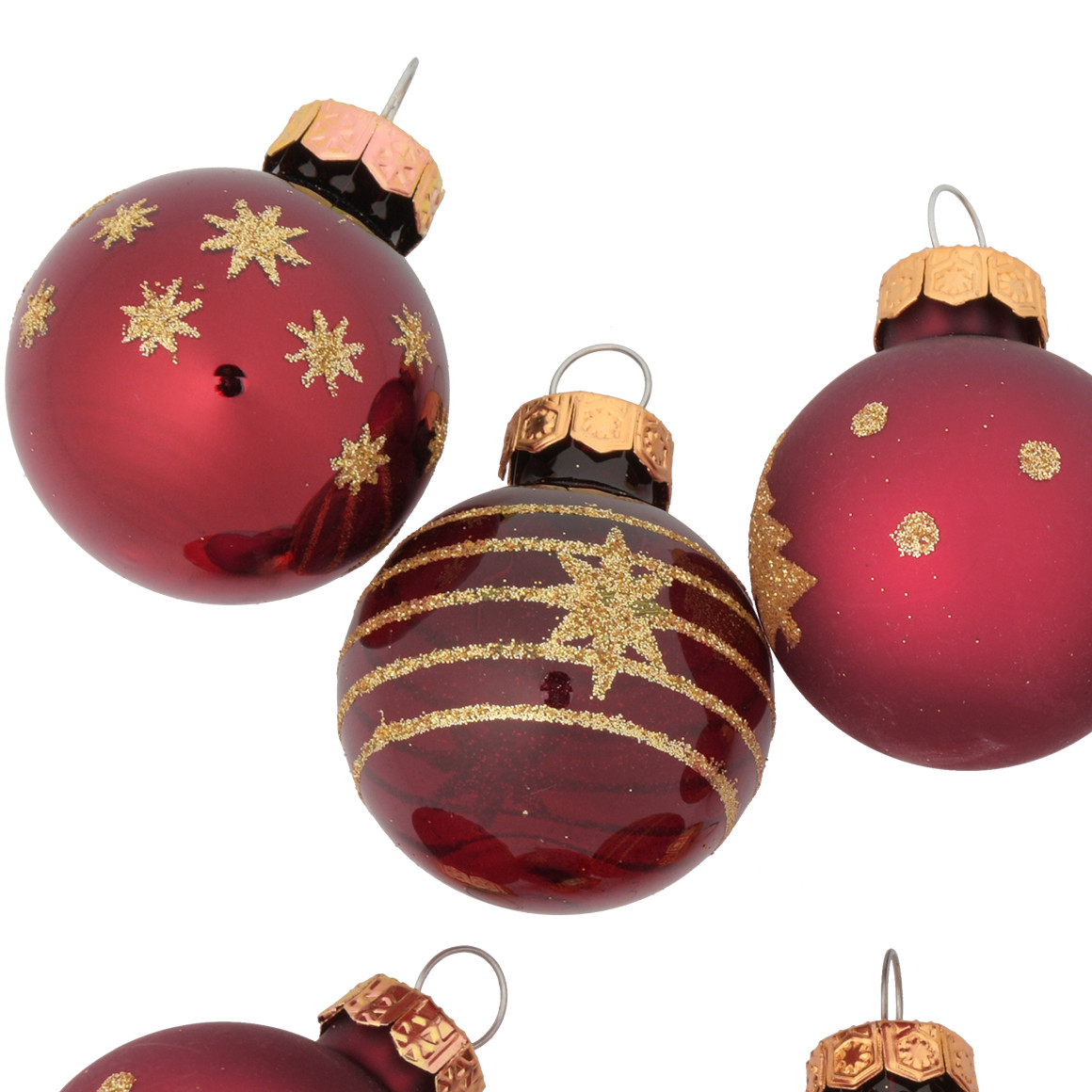 9 kleine Weihnachtskugeln mit Glitzer