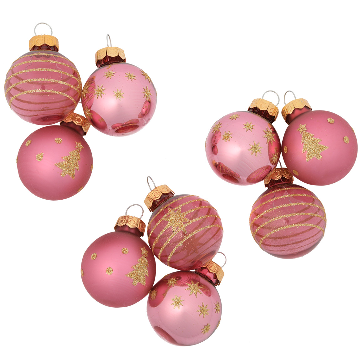 9 kleine Weihnachtskugeln mit Glitzer