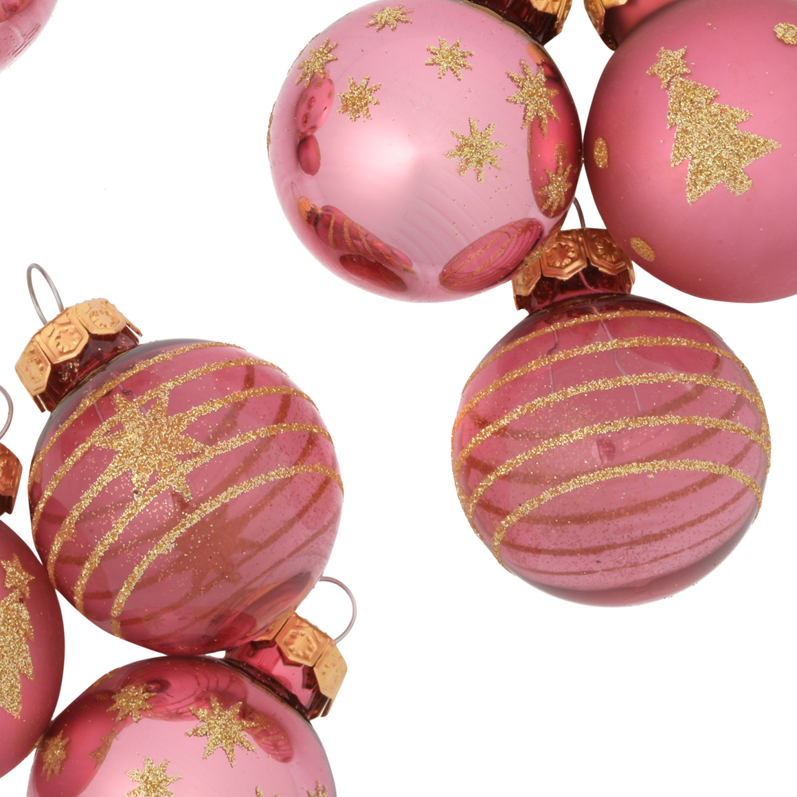 9 kleine Weihnachtskugeln mit Glitzer