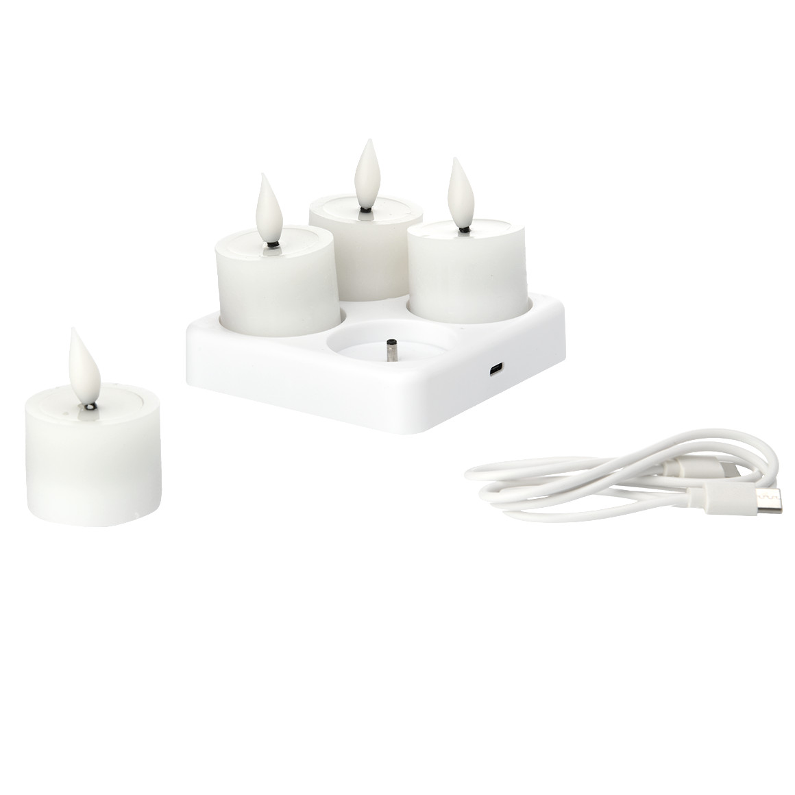 4 LED Wachsteelichter aufladbar