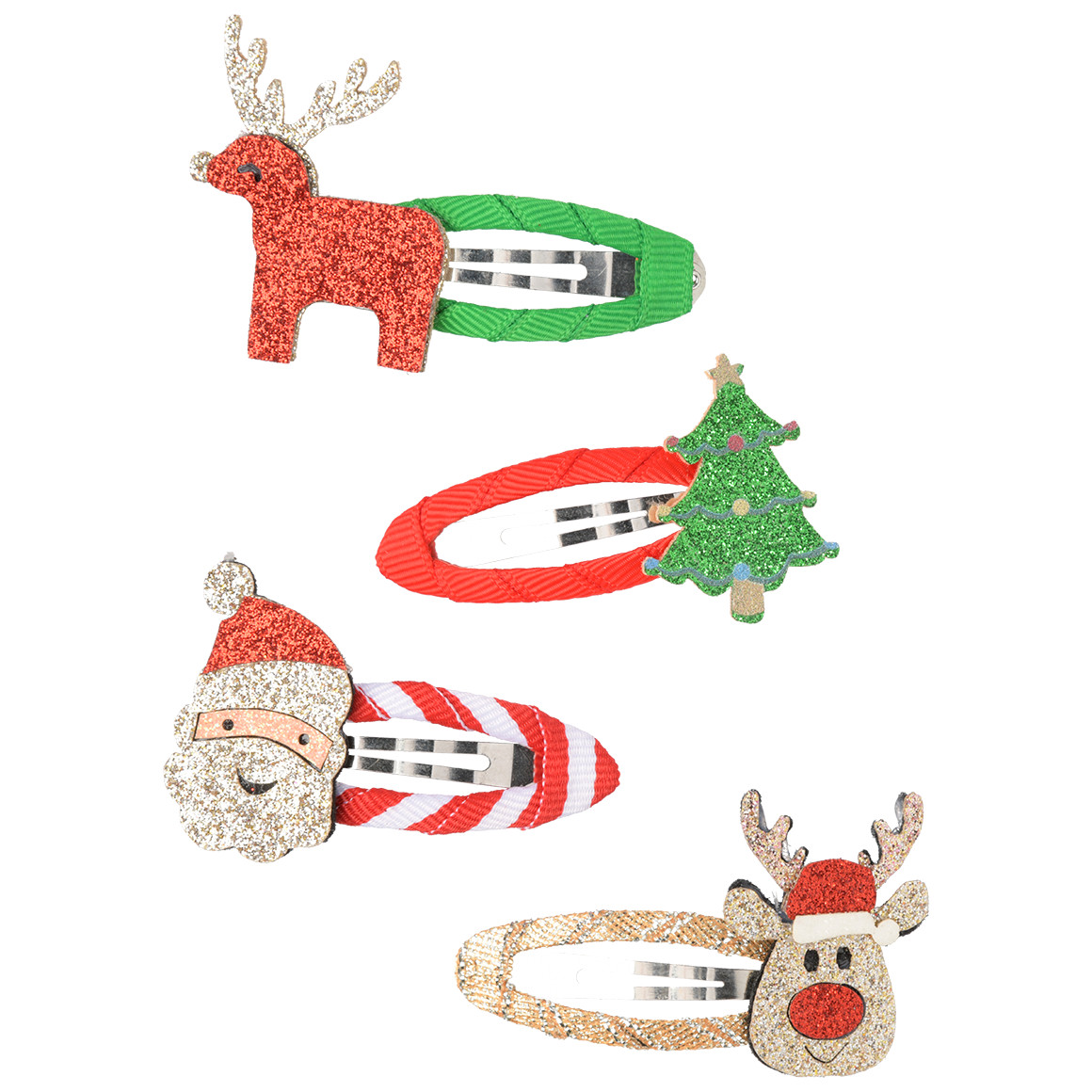 4 Haarspangen im weihnachtlichen Design