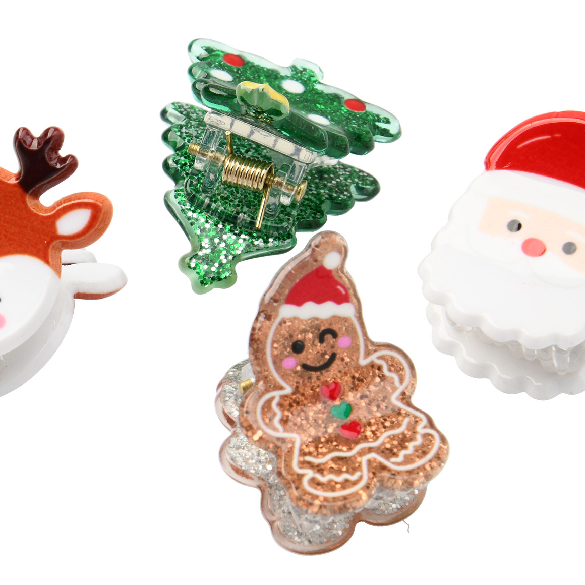 4 Haarklammern im weihnachtlichen Design