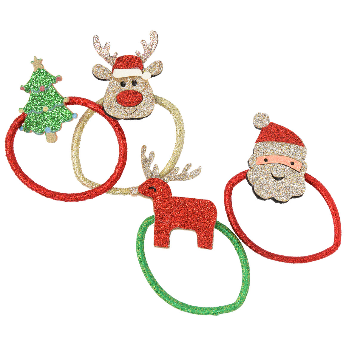 4 Haargummis im weihnachtlichen Design