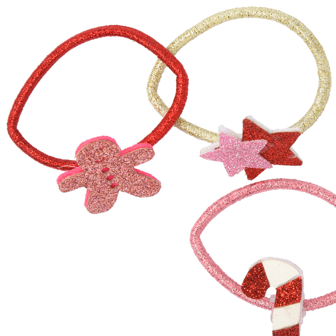 4 Haargummis im weihnachtlichen Design