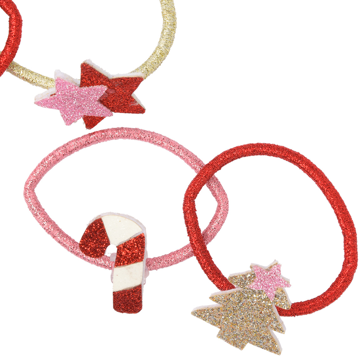 4 Haargummis im weihnachtlichen Design