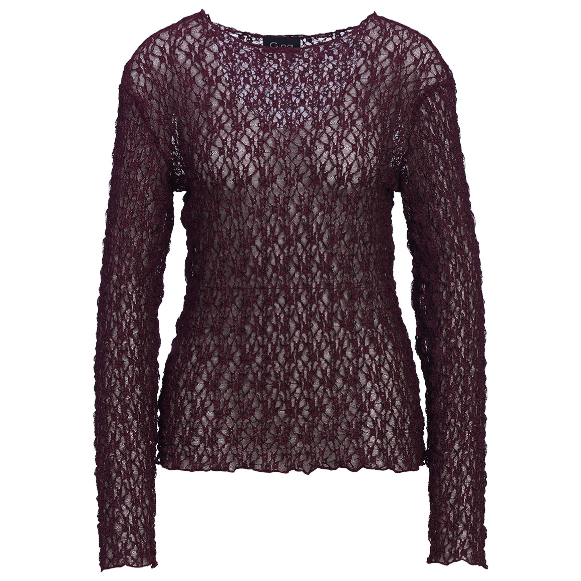 Damen Spitzenshirt mit Wellensaum