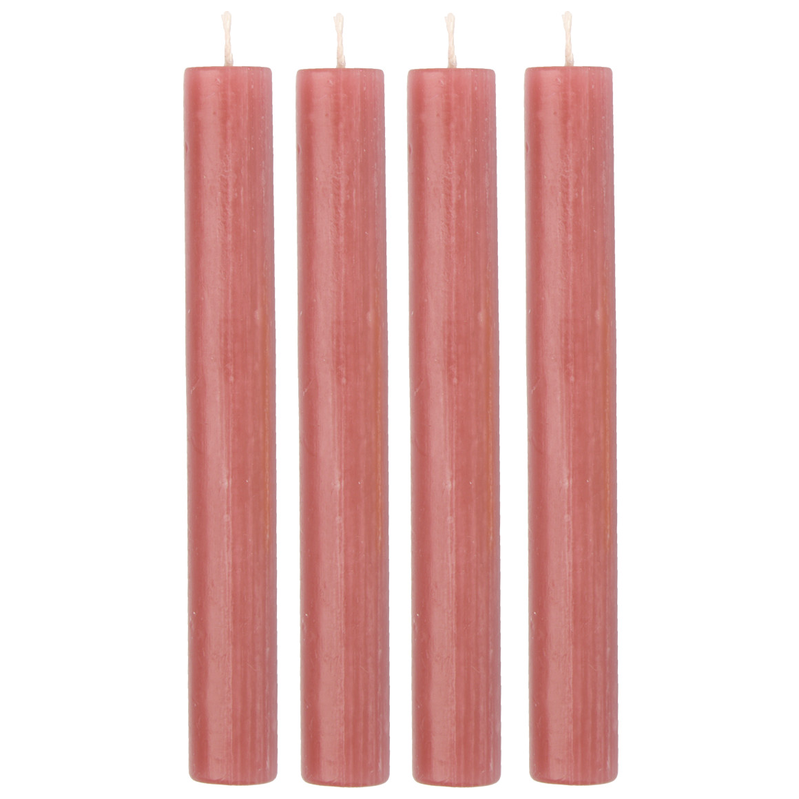 4 Stabkerzen in Rustik-Optik