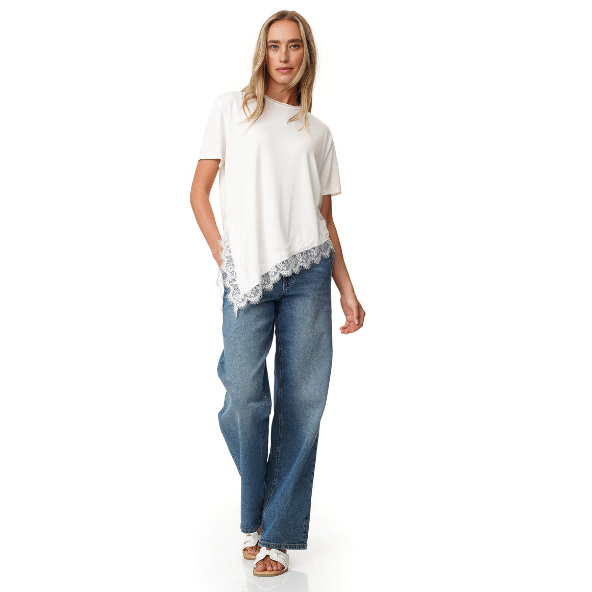 Damen Spitzenshirt mit kurzen Ärmeln