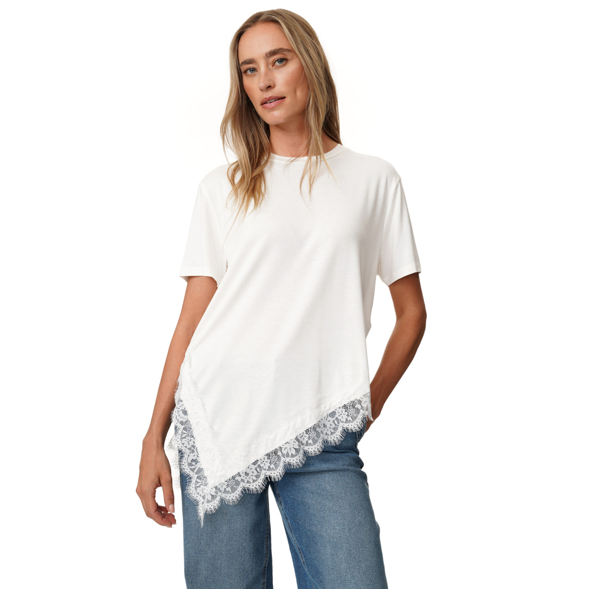 Damen Spitzenshirt mit kurzen Ärmeln