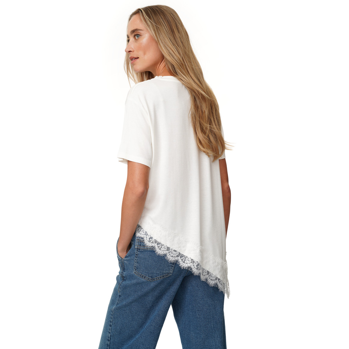 Damen Spitzenshirt mit kurzen Ärmeln