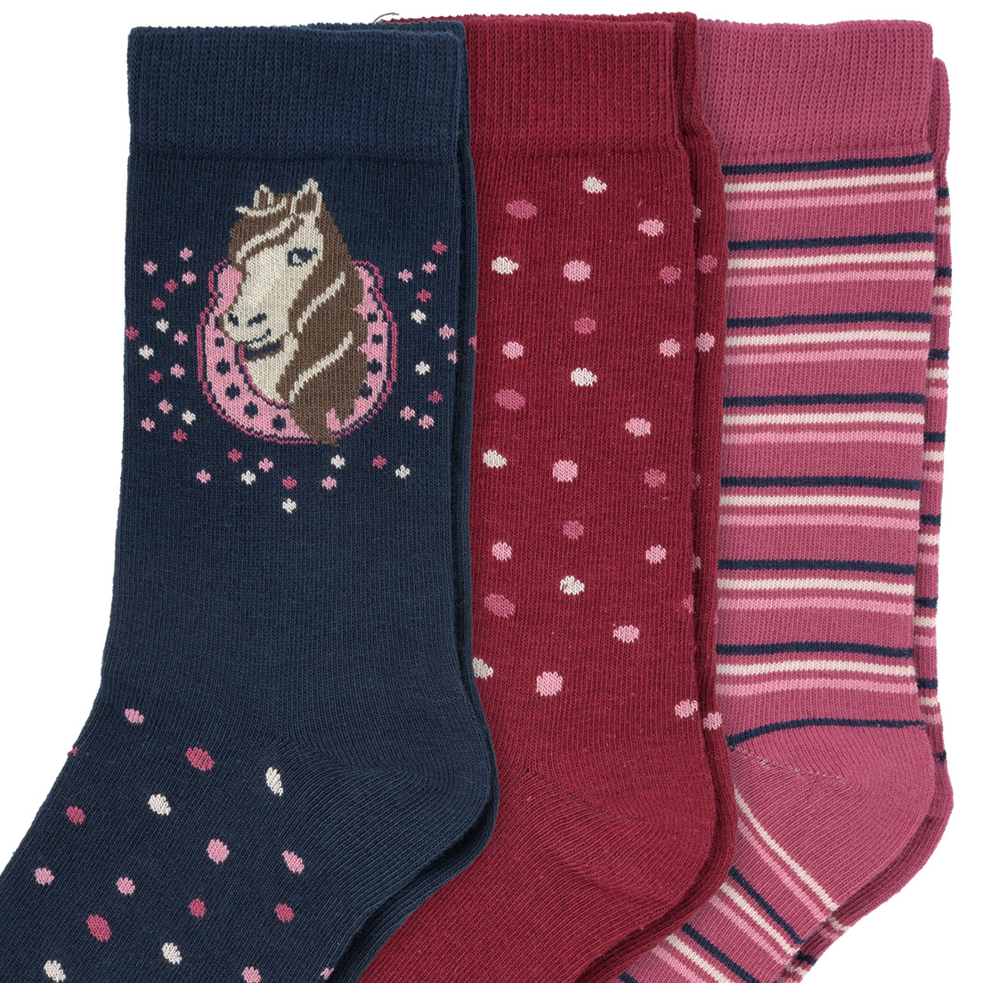 3 Paar Mädchen Socken mit Pferde-Motiven | Ernsting\'s family | Lange Socken