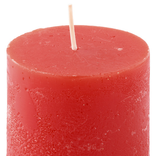 Rustik-Stumpenkerze – Durchgefärbte Zylinderkerze, 8x5 Cm, Rot, Brenndauer Ca. 18 Stunden