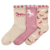 3 Paar Mädchen Socken mit Pferde-Motiven
