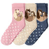 3 Paar Mädchen Socken mit Pferde-Motiven
