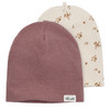 2 Newborn Mützen aus Baumwolle rosa / creme