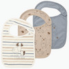 3 Baby Lätzchen mit Tier-Motiven hellbraun / blau / creme