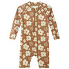 Baby UV-Badeoverall mit Blumen UPF40 hellbraun / weiss