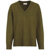 Damen Strickpullover mit V-Ausschnitt oliv