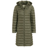 Damen Soft-Daunenmantel mit Kapuze oliv