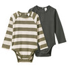 2 Baby Langarmbodys mit Ripp-Struktur