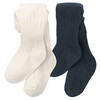 2 Baby Strumpfhosen mit Rippstruktur dunkelblau / beige