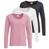 3 Damen Langarmshirts in Unifarben