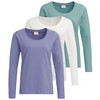 3 Damen Langarmshirts in Unifarben