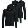 3 Damen Langarmshirts in Unifarben