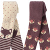 2 Baby Frottee-Strumpfhosen mit Fuchs-Muster 